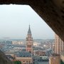 Dunkerque, vue sur l'hôtel-de-ville vers la mer depuis le haut du beffroi.